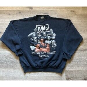 Vintage 1998 WCW NWO Sweatshirt White And Black Attack Hulk Hogan Men’s Large